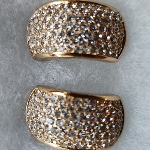 Christian Dior Vintage Elegant Gold and Rhinestone Women's Earrings